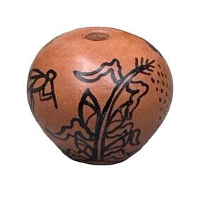 Jemez Pueblo Pottery Harvest Blessing Seed Pot Ball Vase Signed Brophy Jemez 1"
